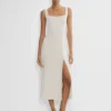 90er-Jahre-Midi-Kleid aus Satin mit Schlitz 90er-Jahre-Midi-Kleid aus Satin mit Schlitz