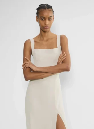 90er-Jahre-Midi-Kleid aus Satin mit Schlitz