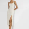 90er-Jahre-Midi-Kleid aus Satin mit Schlitz 90er-Jahre-Midi-Kleid aus Satin mit Schlitz