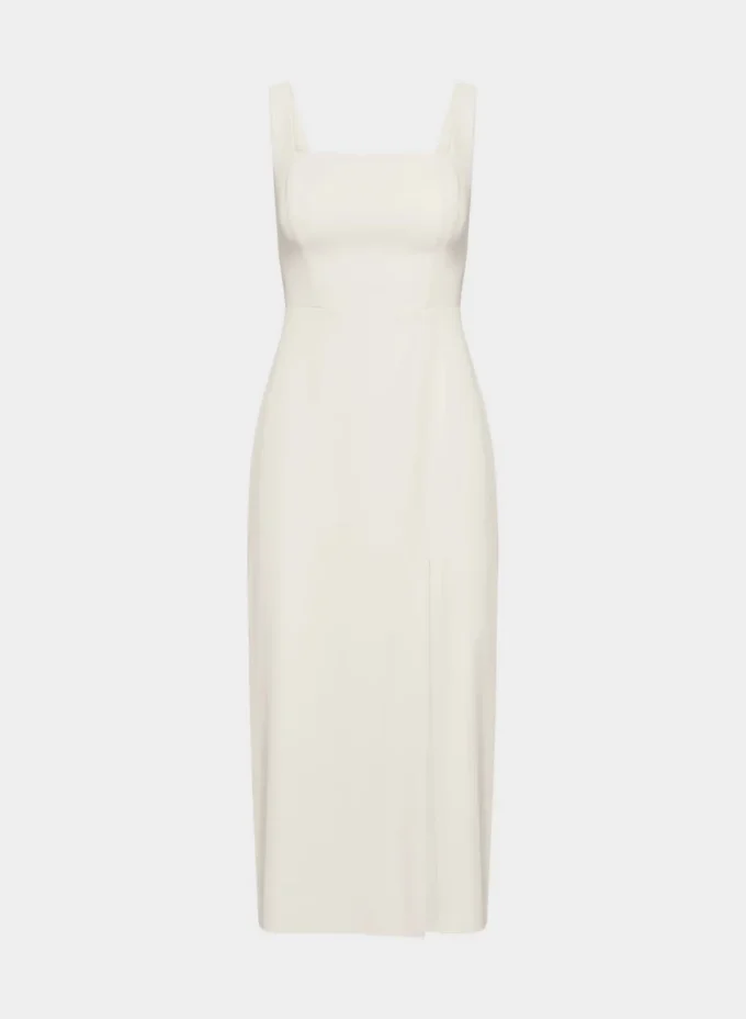 90er-Jahre-Midi-Kleid aus Satin mit Schlitz 90er-Jahre-Midi-Kleid aus Satin mit Schlitz