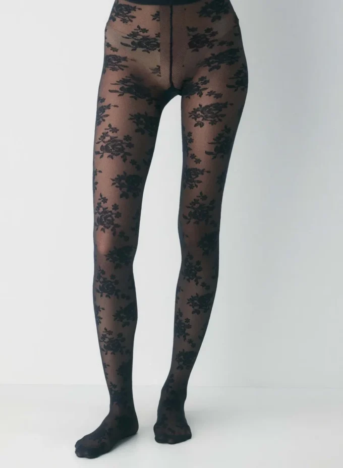 Blumen-Spitzenstrumpfhose