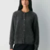 Brushed Cashmere Relaxed Crew Cardigan