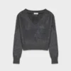 Brushed Cashmere Shrunken V-neck Sweater