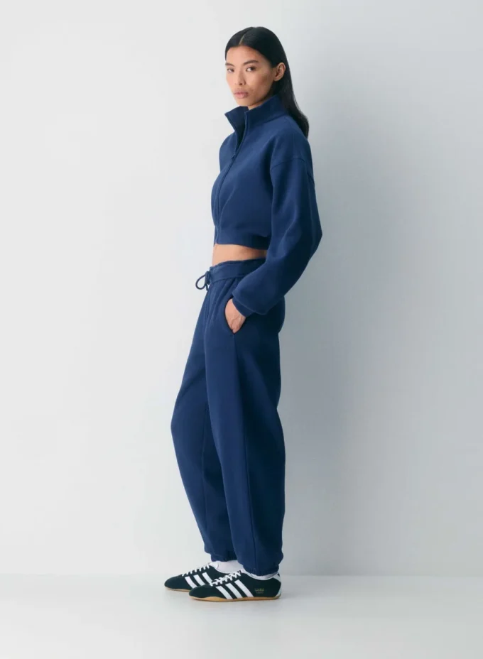 Cozy Sweatfleece Boyfriend Mock Crop Zip-up Cozy Sweatfleece Boyfriend Mock Crop Zip-up