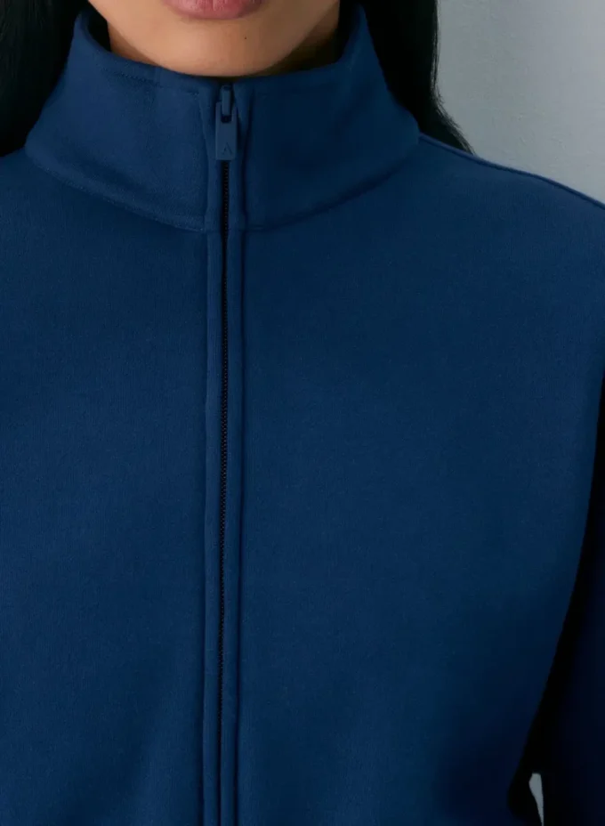 Cozy Sweatfleece Boyfriend Mock Crop Zip-up Cozy Sweatfleece Boyfriend Mock Crop Zip-up