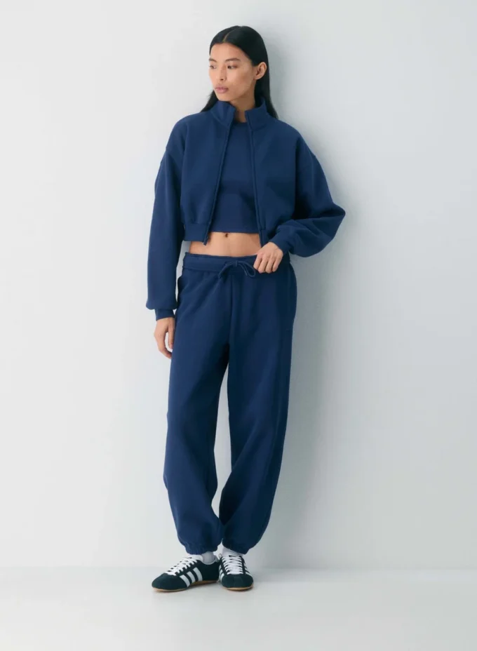 Cozy Sweatfleece Boyfriend Mock Crop Zip-up Cozy Sweatfleece Boyfriend Mock Crop Zip-up