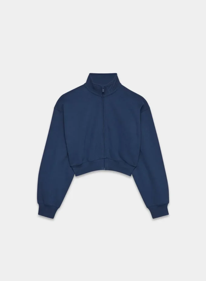 Cozy Sweatfleece Boyfriend Mock Crop Zip-up Cozy Sweatfleece Boyfriend Mock Crop Zip-up
