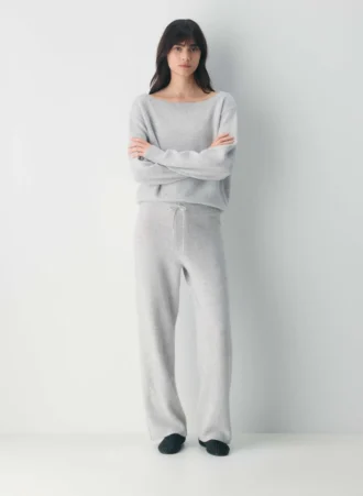 Essential Cashmere Hose mit hoher Taille und weitem Bein