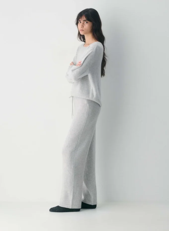 Essential Cashmere Hose mit hoher Taille und weitem Bein