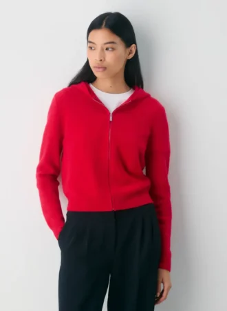 Essential Kaschmir-Kapuzenpullover mit Reißverschluss