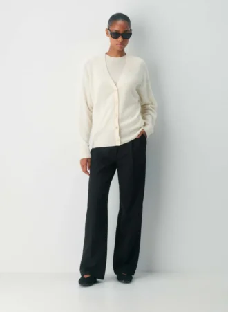 Feather Cashmere Locker geschnittene Strickjacke mit V-Ausschnitt
