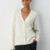Feather Cashmere Locker geschnittene Strickjacke mit V-Ausschnitt