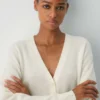 Feather Cashmere Locker geschnittene Strickjacke mit V-Ausschnitt