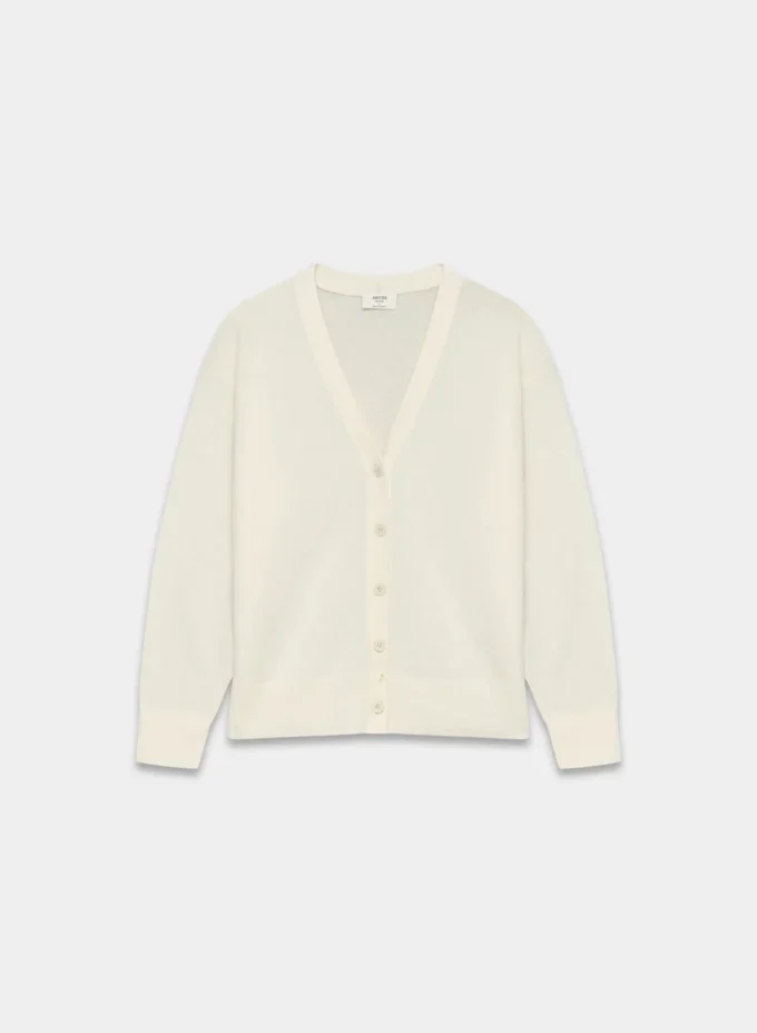 Feather Cashmere Locker geschnittene Strickjacke mit V-Ausschnitt