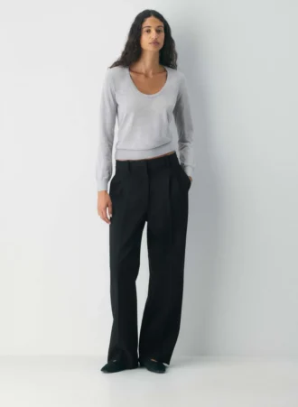 Feine Merinowolle Pullover mit Rundhalsausschnitt