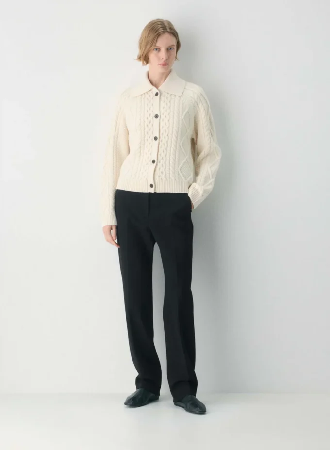 Heritage Knit Merino Wool Collar Cardigan