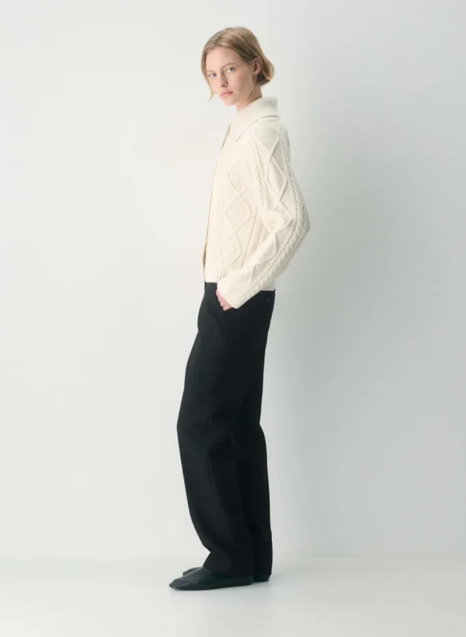 Heritage Knit Merino Wool Collar Cardigan