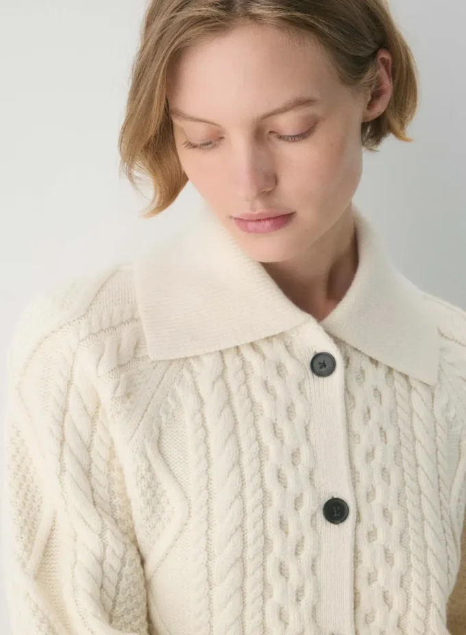 Heritage Knit Merino Wool Collar Cardigan