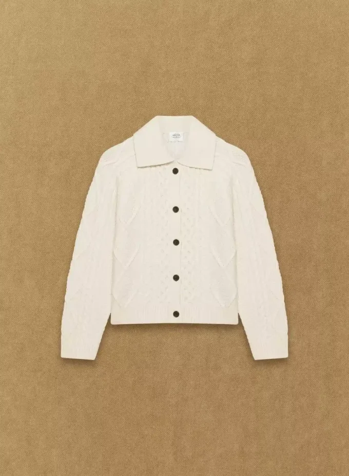 Heritage Knit Merino Wool Collar Cardigan