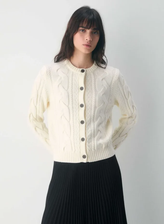 Heritage Knit Merino Wool Crew Cardigan