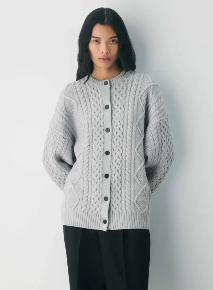 Heritage Knit Merino Wool Crew Cardigan