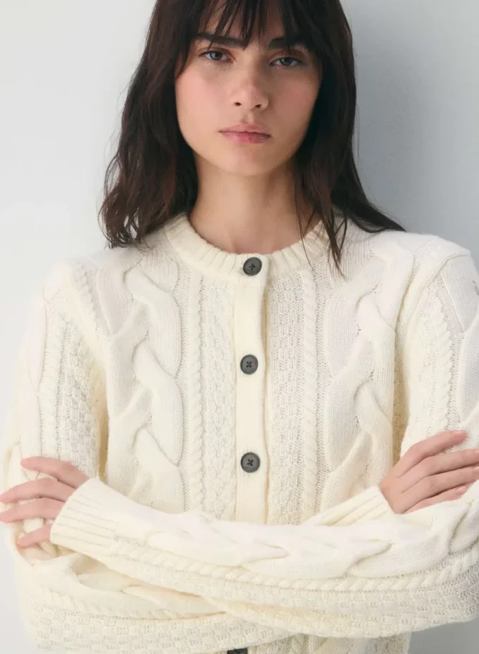 Heritage Knit Merino Wool Crew Cardigan