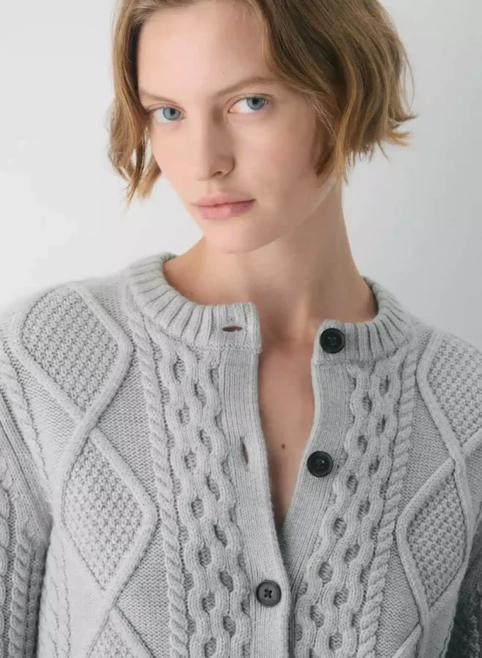Heritage Knit Merino Wool Crew Cardigan