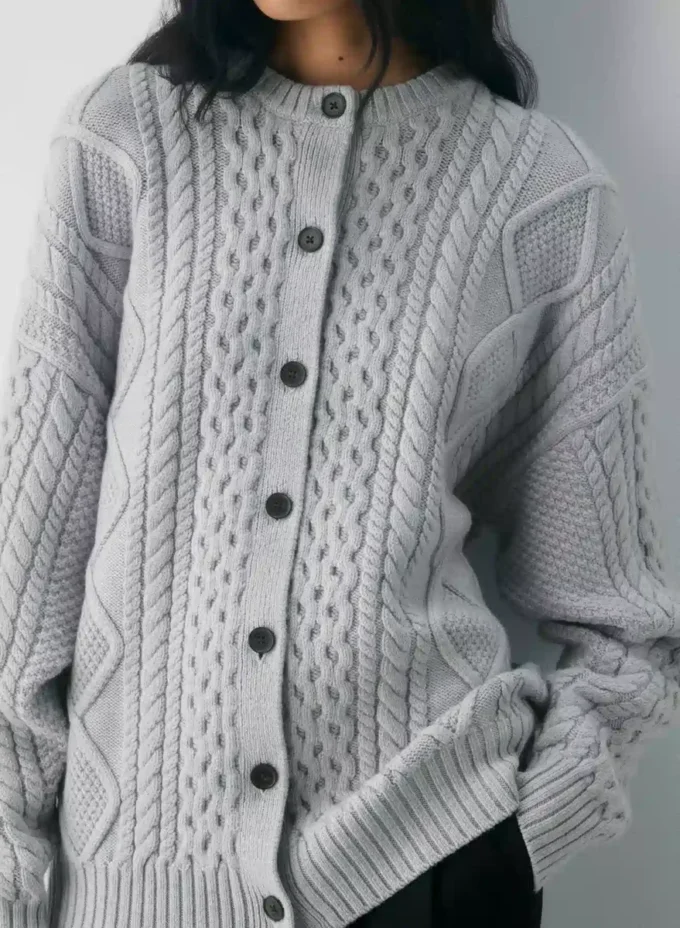 Heritage Knit Merino Wool Crew Cardigan