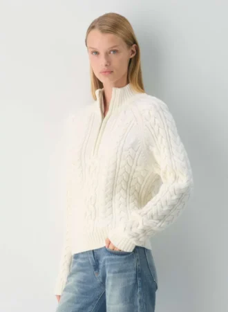 Heritage Knit Merinowolle 1/4-Reißverschluss-Pullover