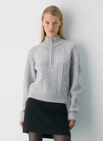 Heritage Knit Merinowolle 1/4-Reißverschluss-Pullover