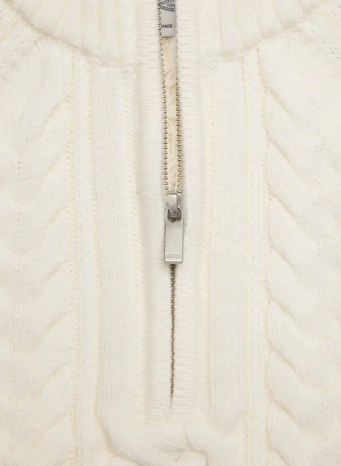 Heritage Knit Merinowolle 1/4-Reißverschluss-Pullover