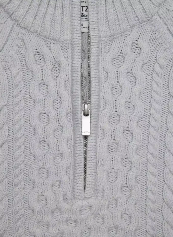 Heritage Knit Merinowolle 1/4-Reißverschluss-Pullover