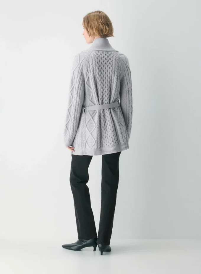 Heritage Knit Merinowolle Cardigan mit offener Vorderseite