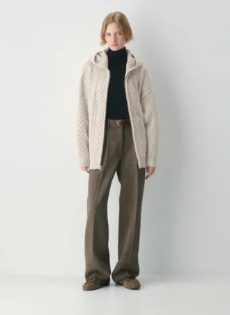 Heritage Knit Merinowolle-Kapuzenpullover mit Reißverschluss