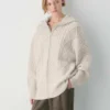 Heritage Knit Merinowolle-Kapuzenpullover mit Reißverschluss