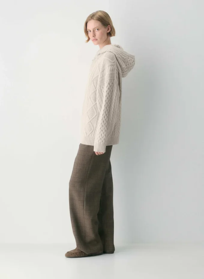 Heritage Knit Merinowolle-Kapuzenpullover mit Reißverschluss