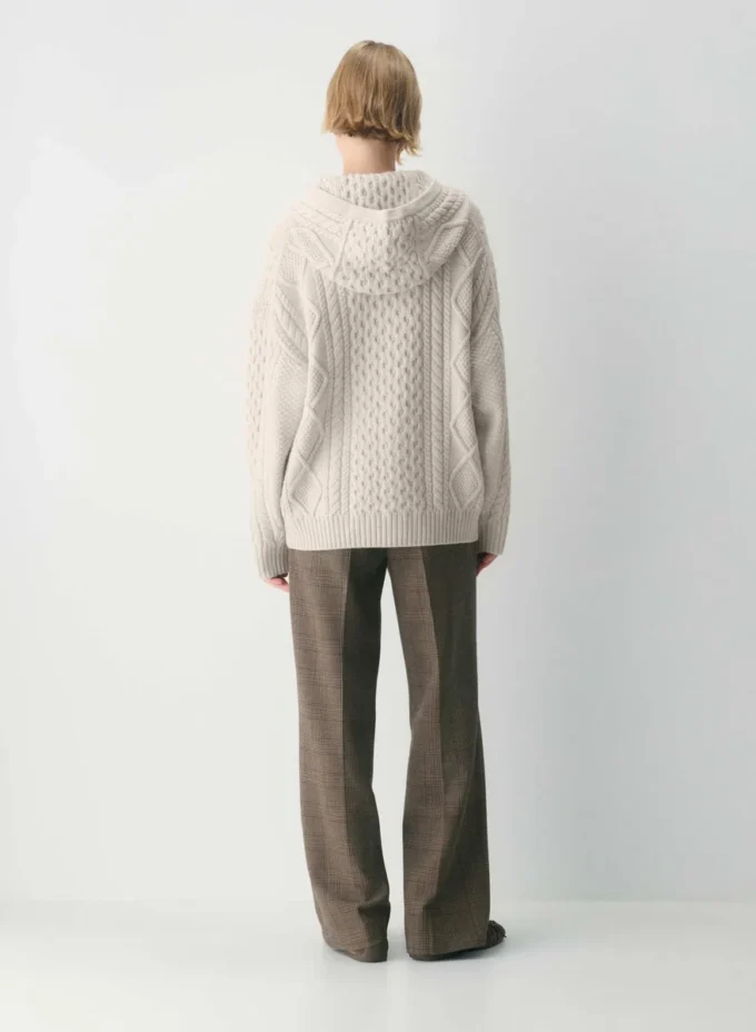 Heritage Knit Merinowolle-Kapuzenpullover mit Reißverschluss
