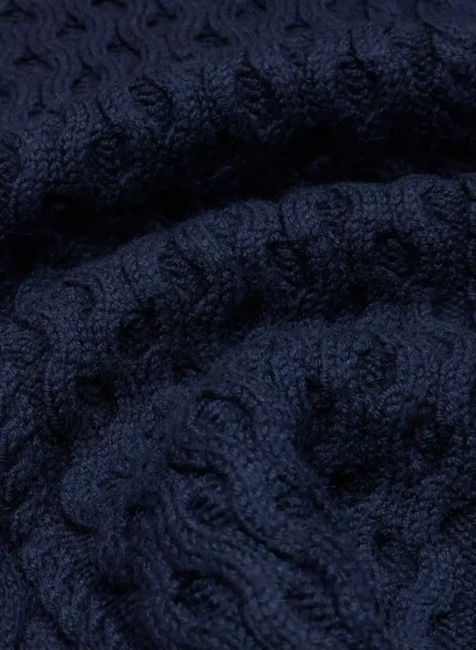 Heritage Knit Merinowolle-Pullover mit Rundhalsausschnitt und hoher Hüftlänge