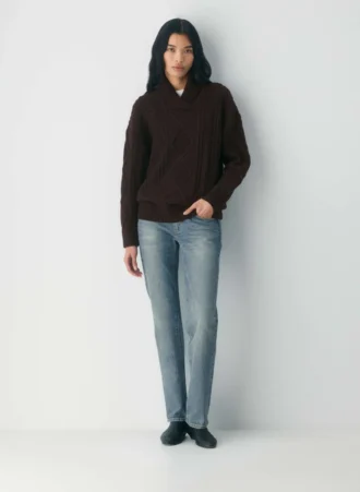 Heritage Knit Merinowolle-Pullover mit Schalkragen