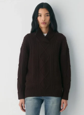 Heritage Knit Merinowolle-Pullover mit Schalkragen