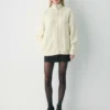 Heritage Knit Merinowolle Rollkragenpullover mit Reißverschluss