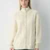 Heritage Knit Merinowolle Rollkragenpullover mit Reißverschluss