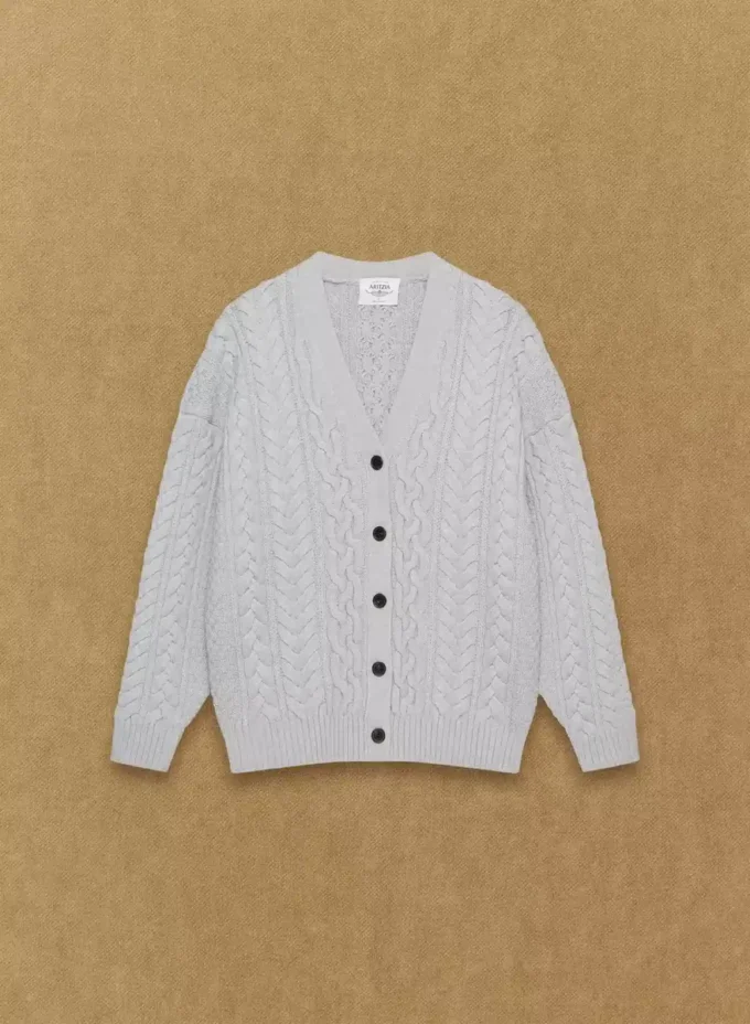 Heritage Knit Merinowolle V-Ausschnitt-Strickjacke