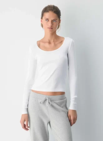 HomeStretch™ Rib Rundhals-Langarmshirt