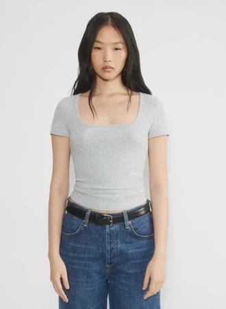 HomeStretch™ Rib T-Shirt mit quadratischem Ausschnitt