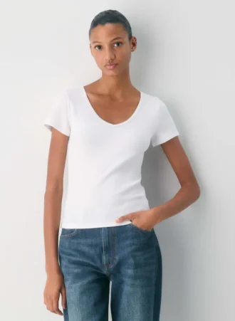 HomeStretch™ Rib T-Shirt mit V-Ausschnitt