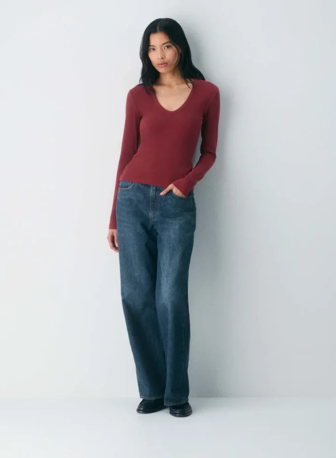 HomeStretch™ Rib V-Ausschnitt-Langarmshirt HomeStretch™ Rib V-Ausschnitt-Langarmshirt