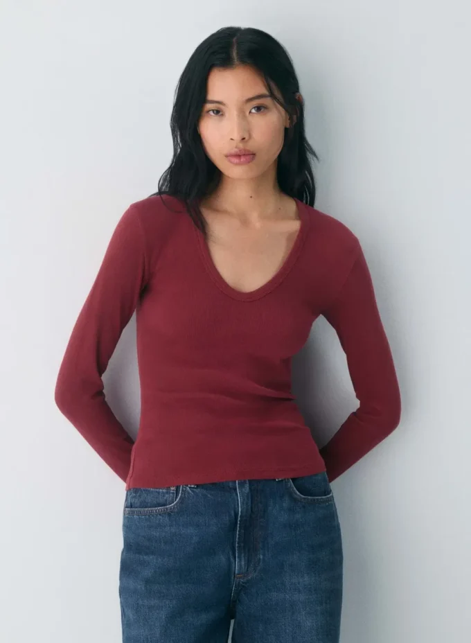 HomeStretch™ Rib V-Ausschnitt-Langarmshirt HomeStretch™ Rib V-Ausschnitt-Langarmshirt