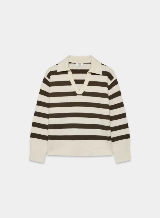 Plüschkaschmir-Polo-Pullover in Oversize-Passform Plüschkaschmir-Polo-Pullover in Oversize-Passform