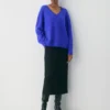 Plüschkaschmir-Pullover mit übergroßem V-Ausschnitt